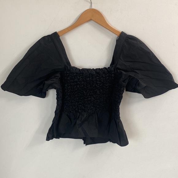 (AA4) En Saison Matisse Bow-Front Peplum Blouse, Black, Size Medium, NWT - Picture 15 of 16